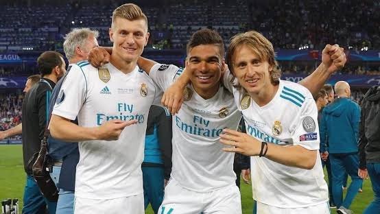 From left: Kroos, Modric and Casemiro.