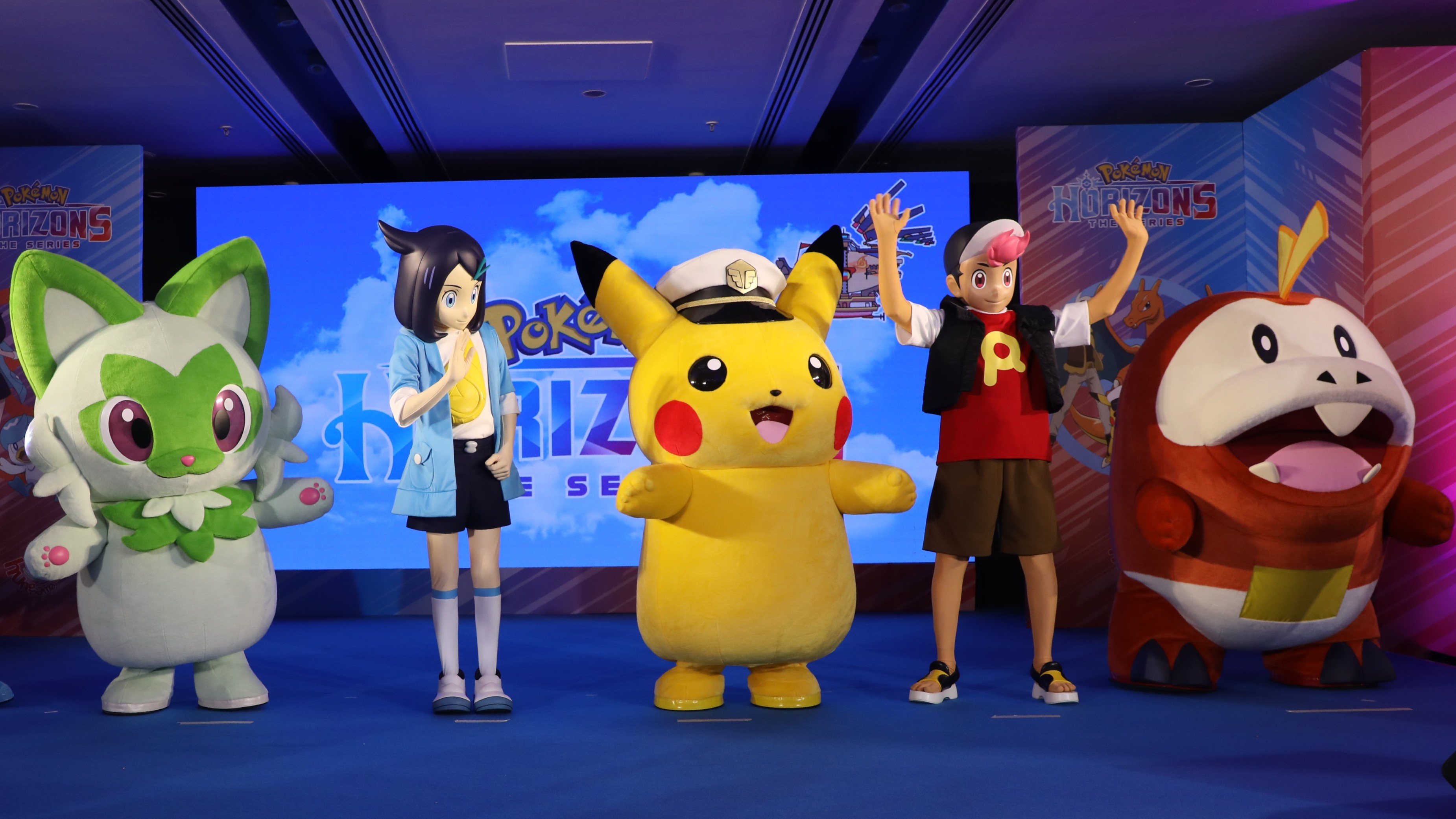 The new characters unveiled at the Pokemon Horizons: The Series event in Mumbai.