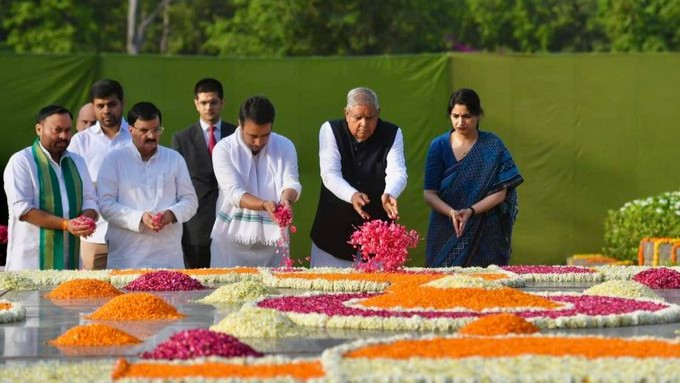 Dhankar was joined by Jayant Chaudhary - RLD chief and grandson of Chaudhary Charan Singh.