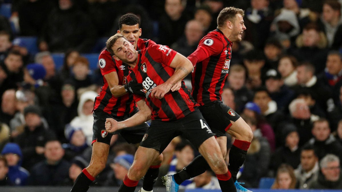 Bournemouth's Dan Gosling celebrates a goal.