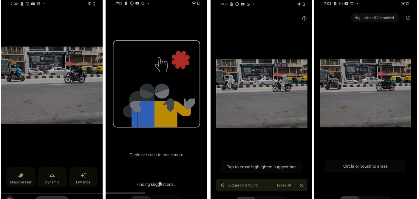 Google Pixel 8a's Magic Eraser and Camauflauge features. 