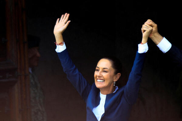 Mexican President-elect Claudia Sheinbaum holds a press conference in Mexico City.