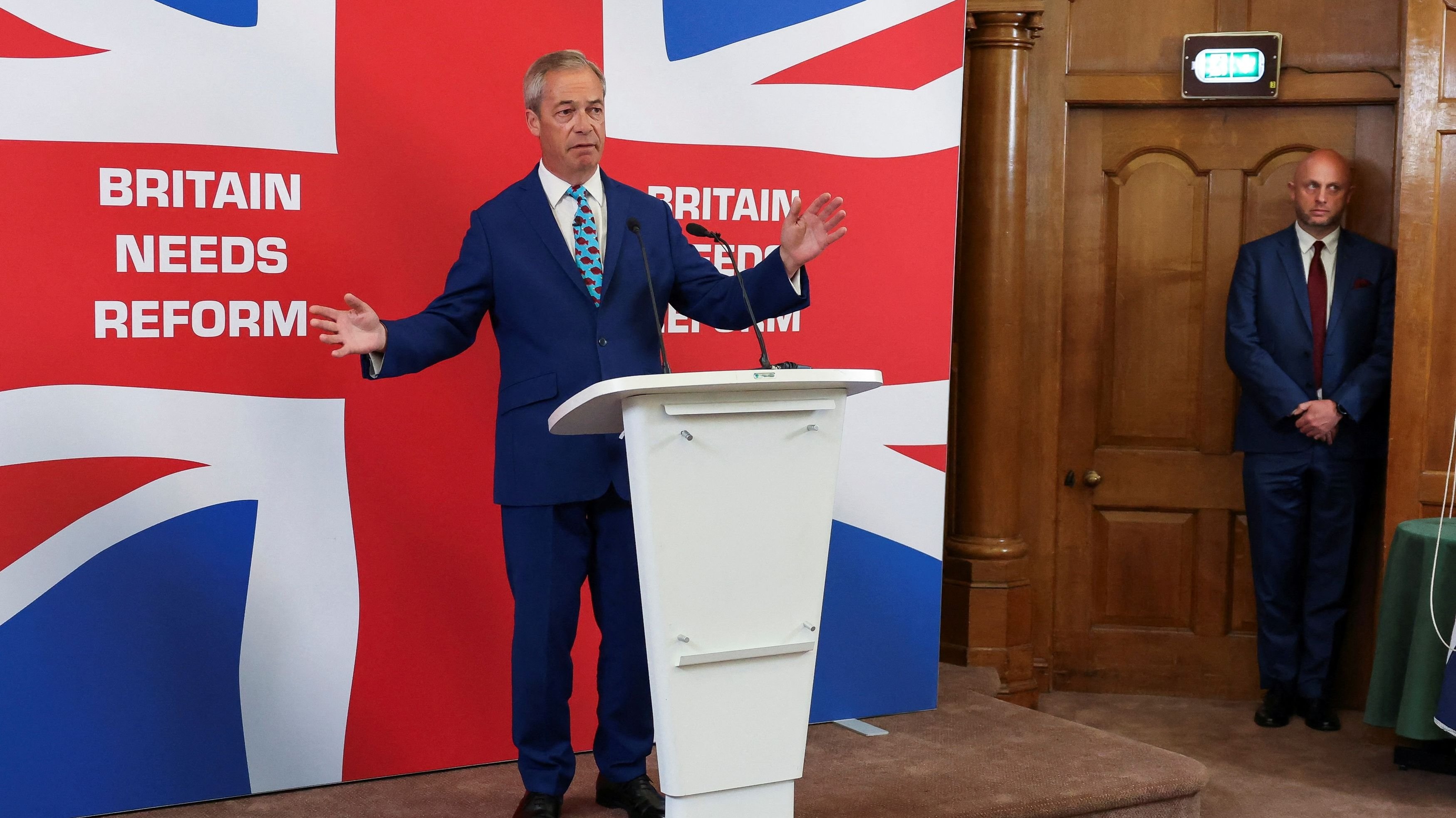 Man throws object at British right-wing leader Nigel Farage