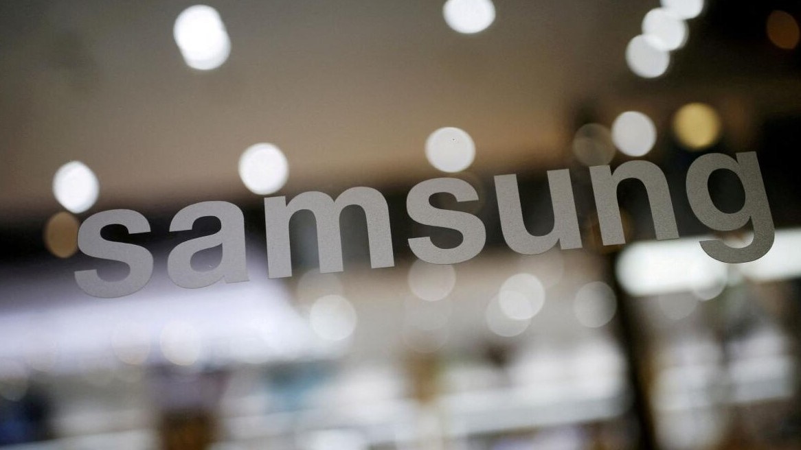 The logo of Samsung. 
