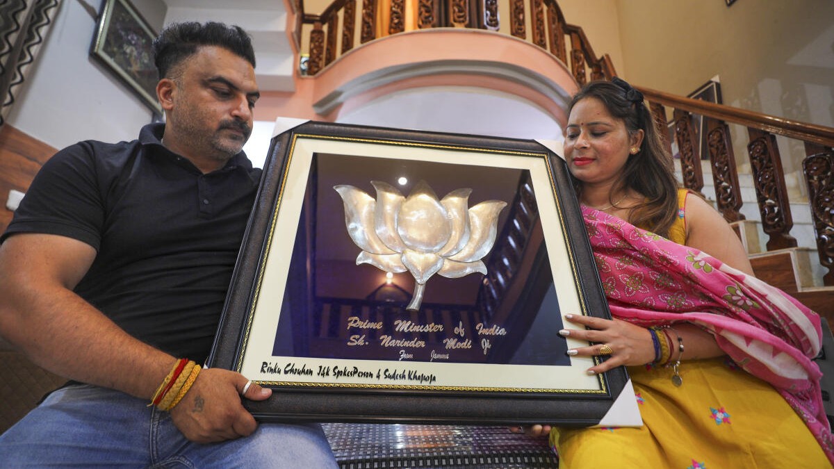 Silver lotus flower crafted for PM Modi.
