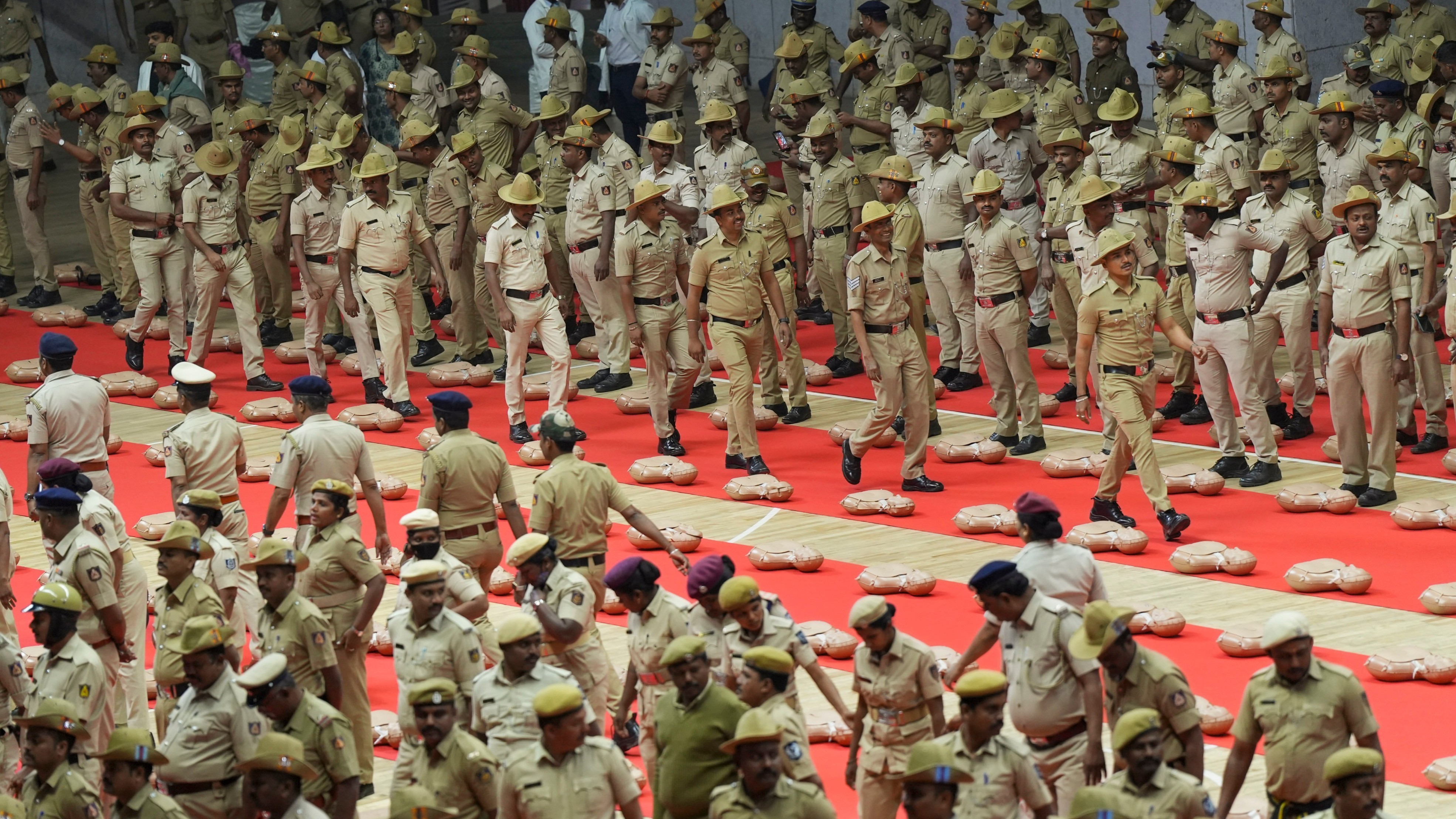 Karnataka State Police personnel.
