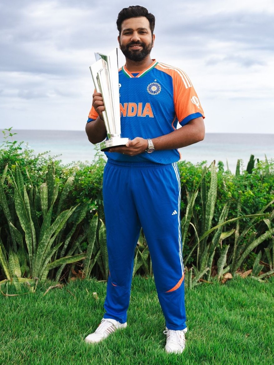 Rohit Sharma - India - 2007 and 2024.