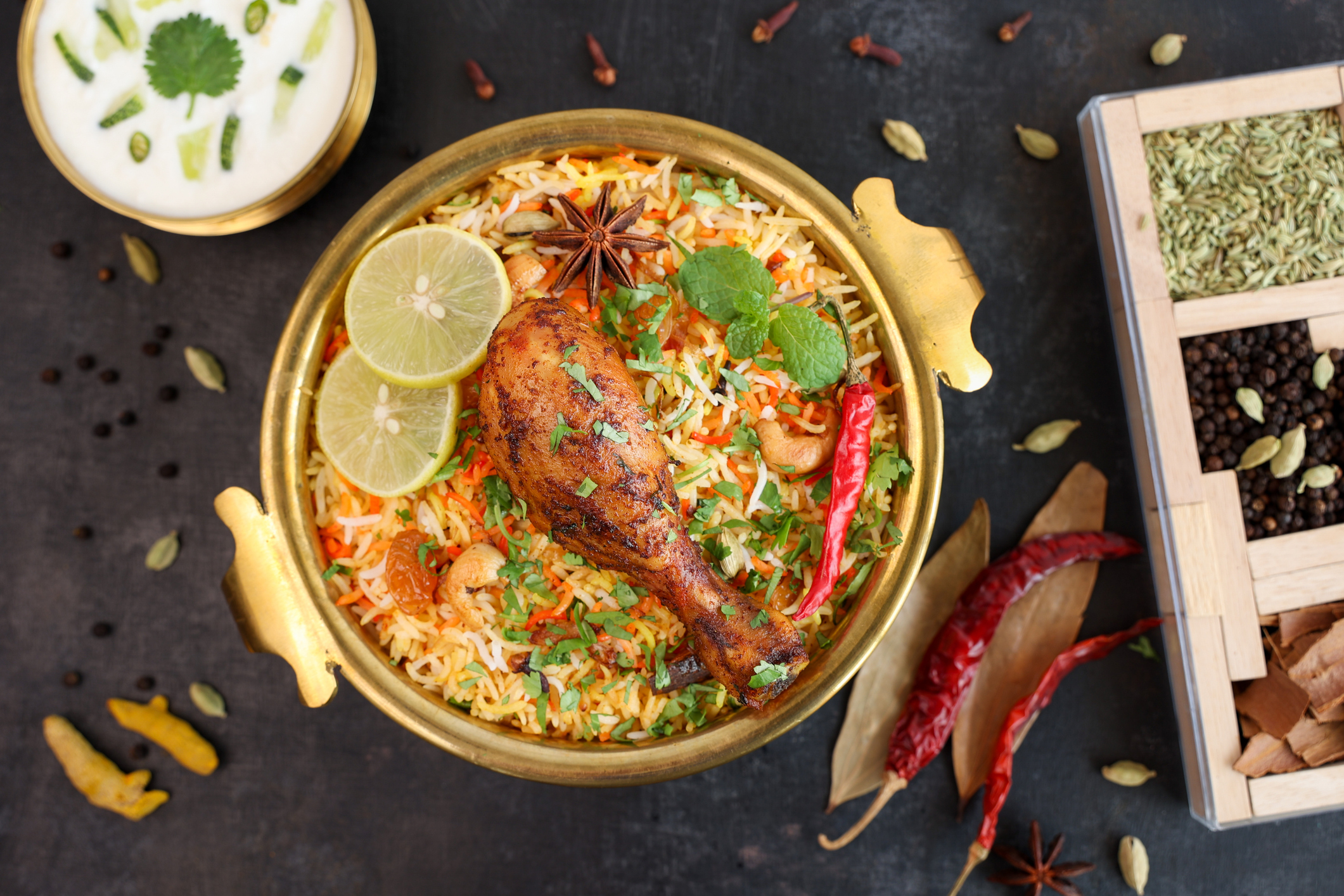 Hyderabad Biryani: Sixth on the list is Hyderabadi Biryani, made with basmati rice, meat (chicken, mutton, or fish), and a blend of spices including saffron, mint, and fried onions.