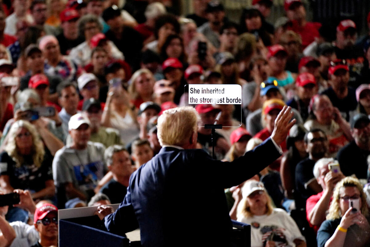 Republican presidential nominee and former US President Donald Trump holds a campaign rally in Harrisburg, Pennsylvania, US, July 31, 2024.