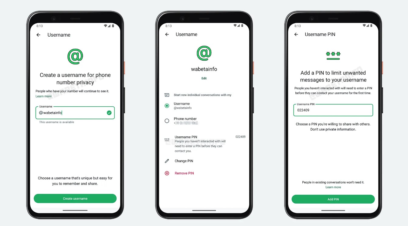Username with security PIN feature is coming soon to WhatsApp.