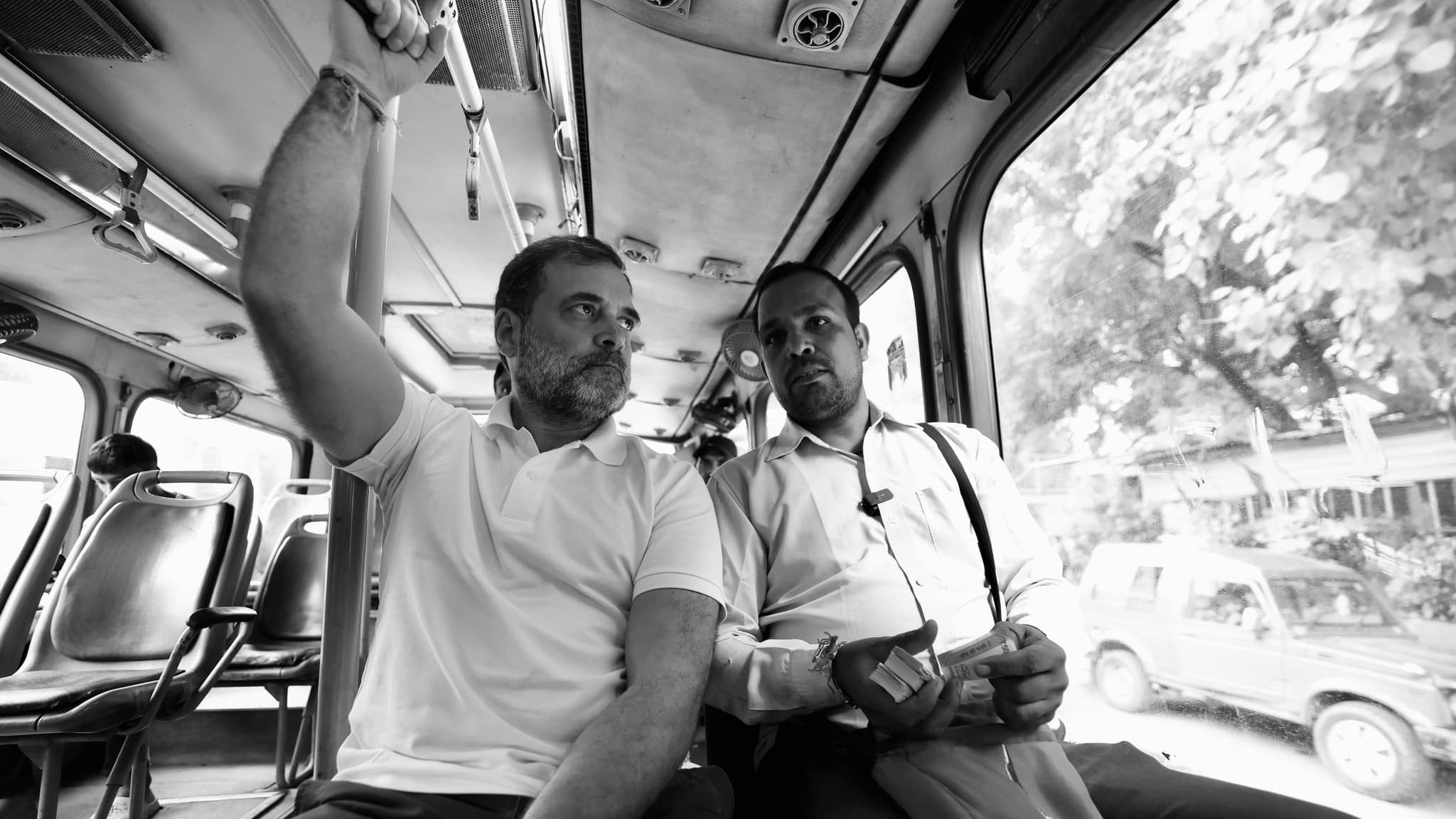 Rahul Gandhi undertakes ride on DTC bus; interacts with drivers, conductors, marshals