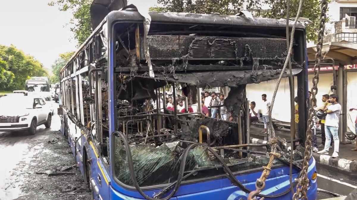 DTC bus catches fire in Delhi's Jagatpuri, all 50 passengers rescued