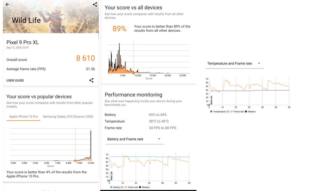 Google Pixel 9 Pro XL's Wild Life 3D Mark performance score.