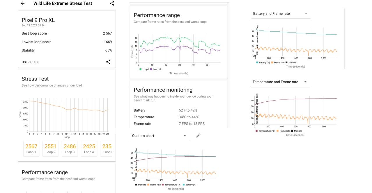 Google Pixel 9 Pro XL's Wild Life Extreme Stress Test performance score.