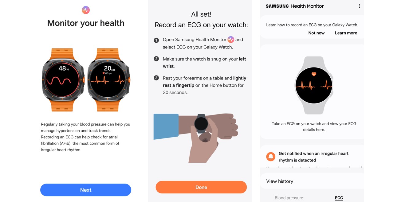 Samsung Galaxy Watch Ultra supports ECG and Blood Pressure reader. Soon, Sleep Apnea detection feature will be coming via software update.
