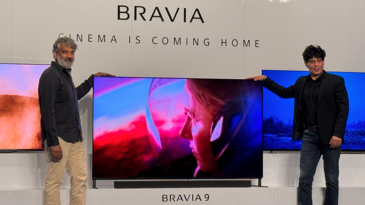 Sony's new brand ambassador S S Rajamouli unveils Sony's latest AI-powered Bravia 9 series smart TVs.