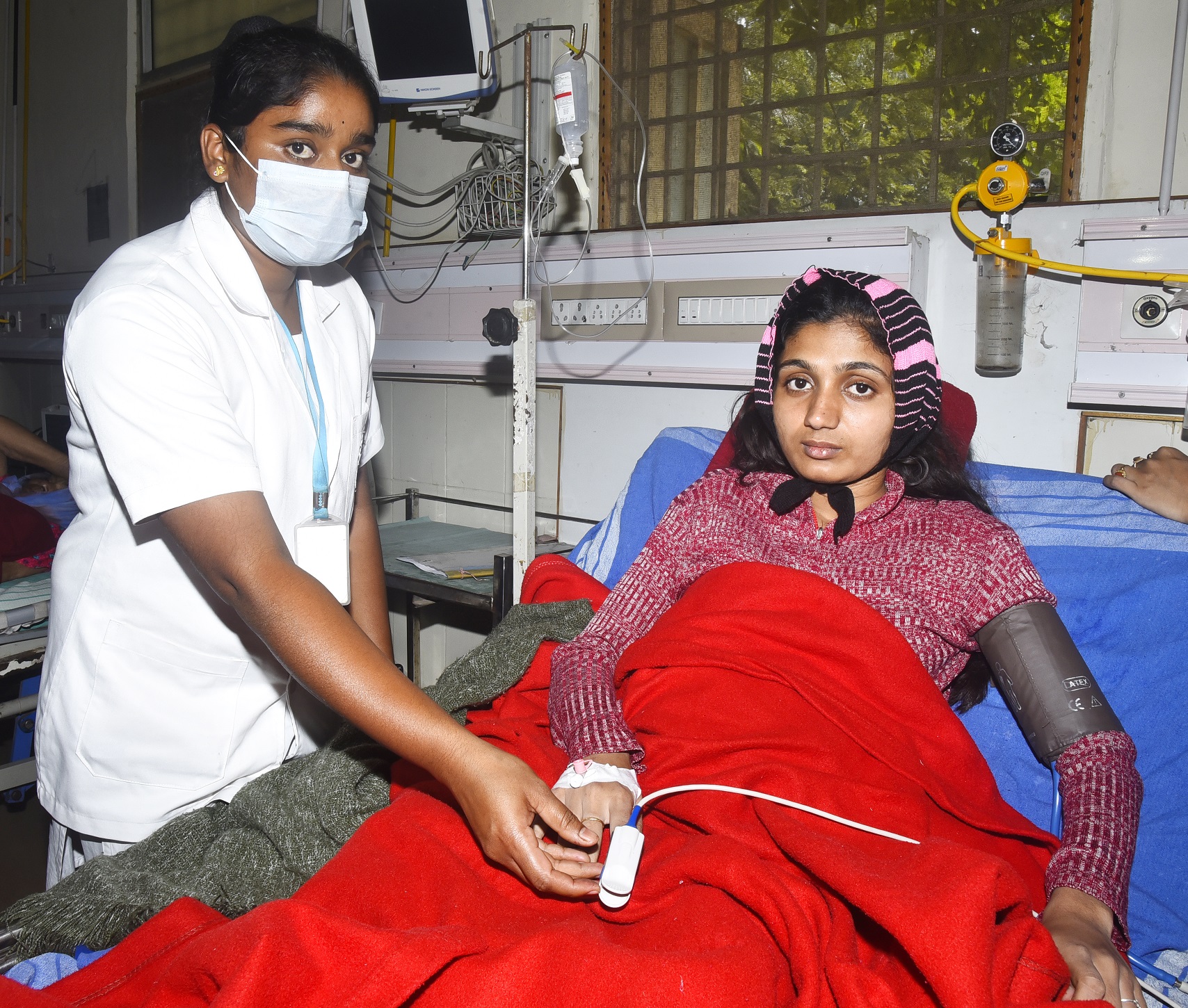 Hamsa receiving treatment at the district hospital in Tumakuru. 