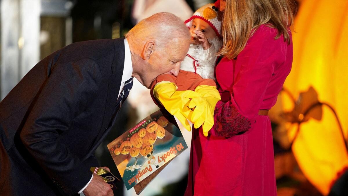 'Wildest Joe Biden moment yet', says internet as US President 'bites' baby dressed as chicken at Halloween party