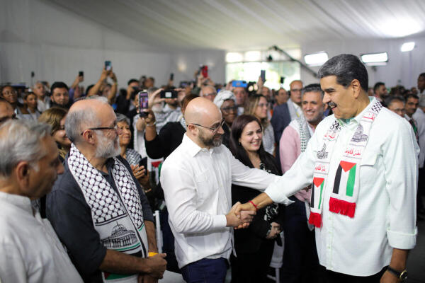 Venezuelan President Nicolas Maduro holds an event to mark International Day of Solidarity with the Palestinian People, in Caracas.