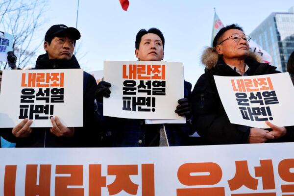 Rally to demand South Korean President Yoon Suk Yeol's removal from power, in Seoul.