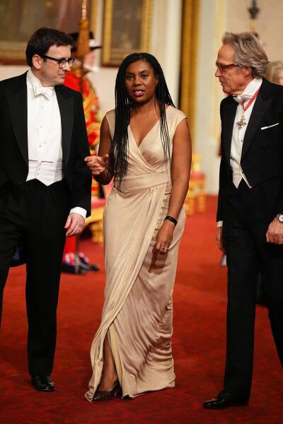 Conservative Party leader Kemi Badenoch makes her way along the East Gallery to attend the state banquet for the Emir of Qatar Sheikh Tamim bin Hamad Al Thani at Buckingham Palace, London, during his state visit to the UK, Britain.