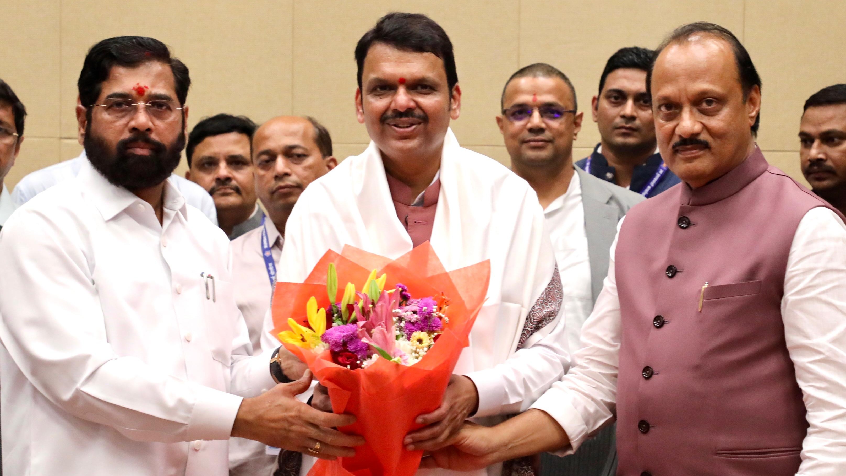 Devendra Fadnavis returns as Maharashtra chief minister; Shinde, Pawar take oath as deputy CMs