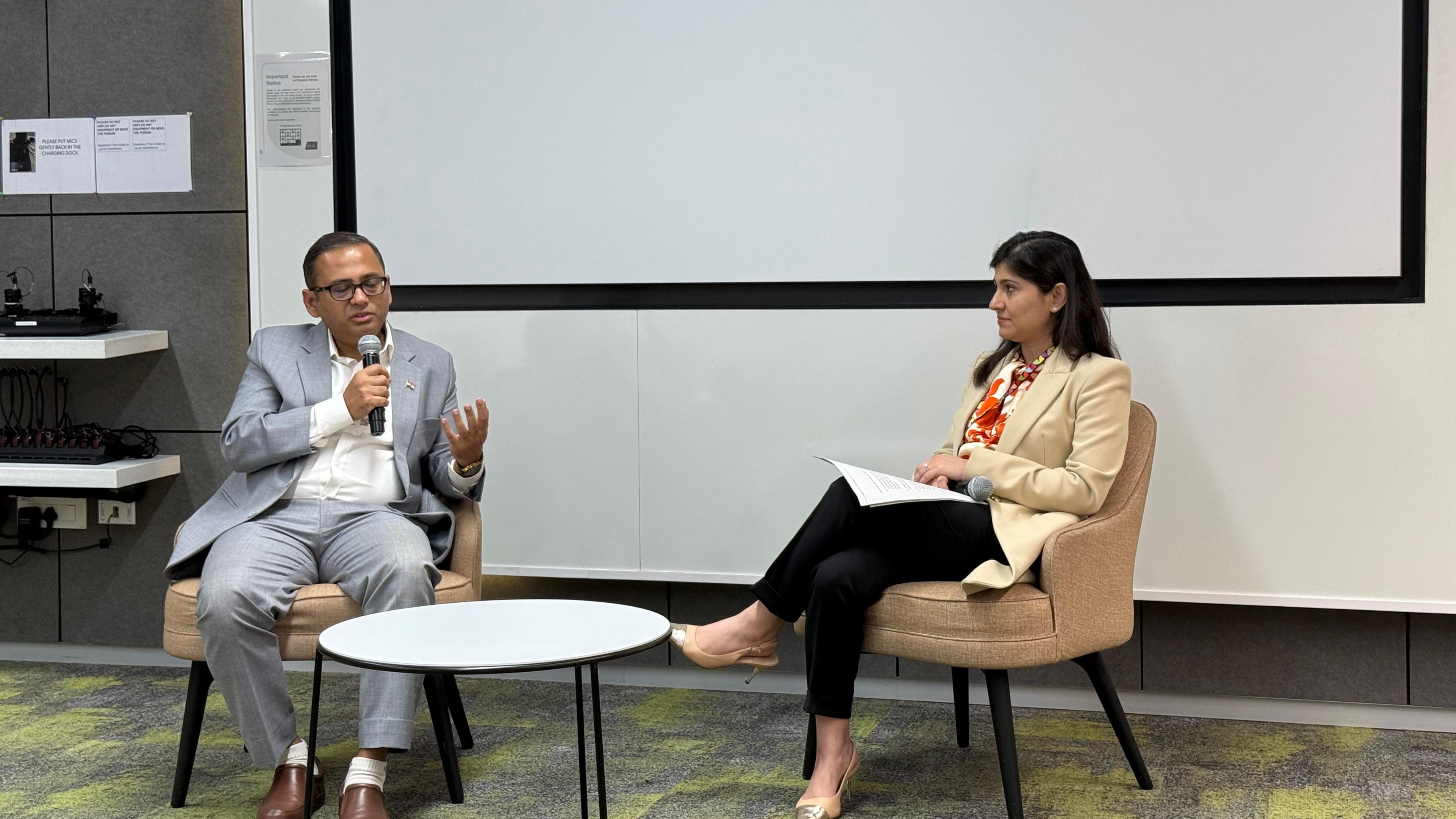 [L-to-R] Indradyumna Datta, Group Chief Digital Officer, Jindal Steel and Power Ltd and Sumedha Chakraborty, Country Head, Google Workspace, India &amp; South Asia at Google Workspace Summit in Bengaluru, on December 11, 2024.