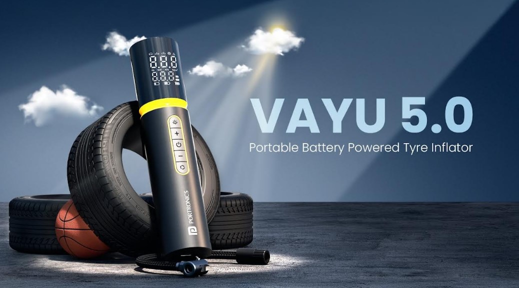Portronics Vayu 5.0 series tyre inflator.