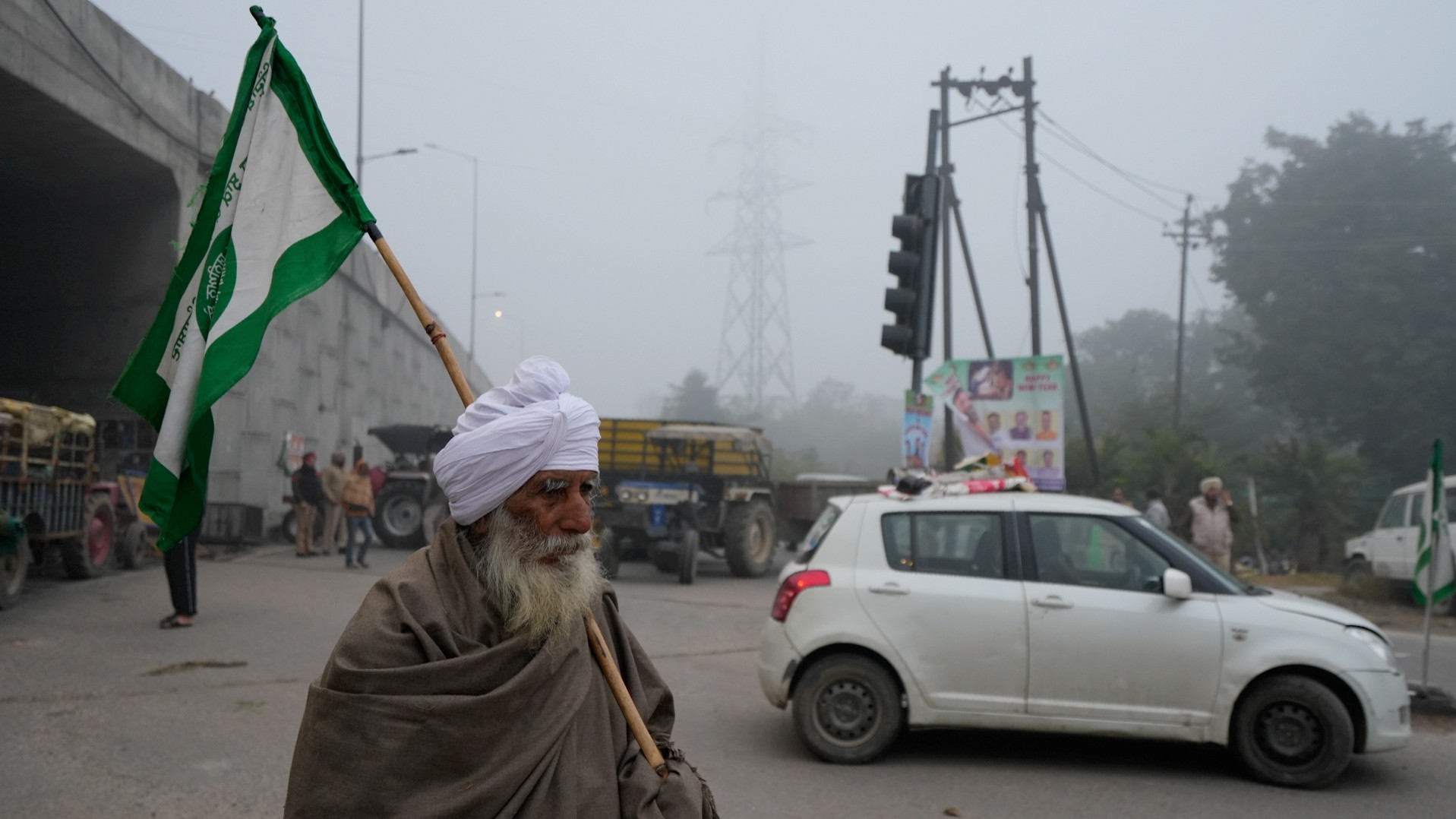 A farmer during the statewide 'bandh' called as part of the farmers' ongoing protest in Amritsar.