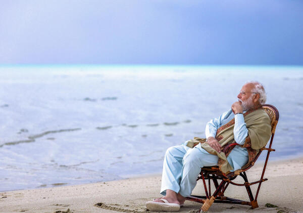 Prime Minister Narendra Modi during his visit to Bangaram, in Lakshadweep.