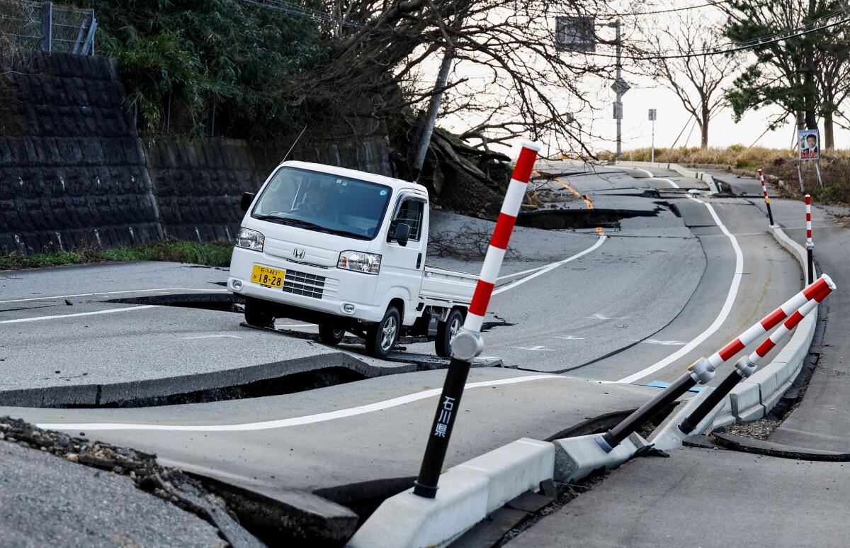 Aftermath of an earthquake in Japan.