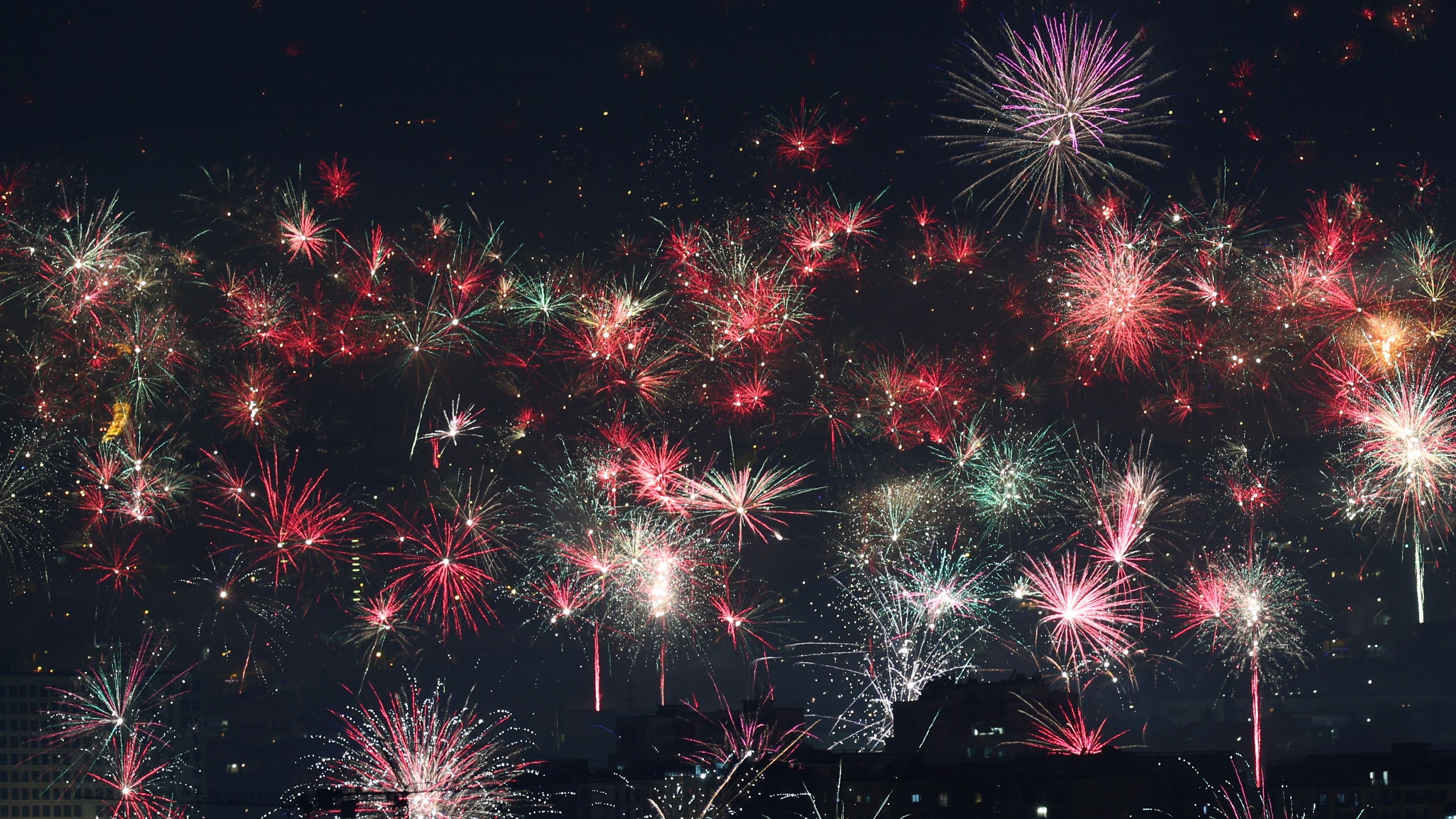 Fireworks are seen during New Year's celebrations in Tirana, Albania.