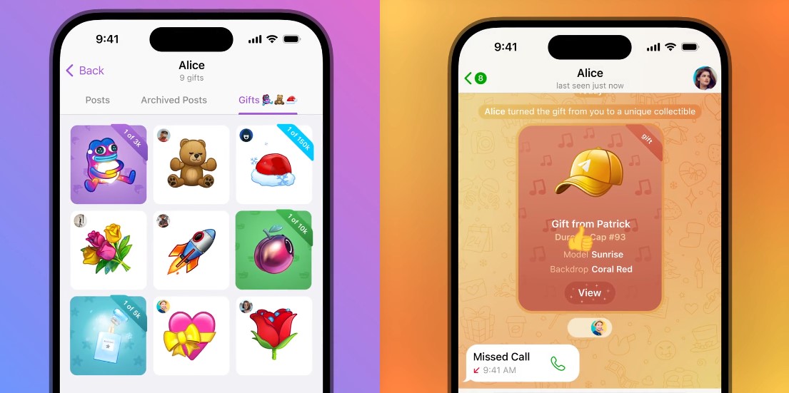 Telegram Collectible NFT Gifts.