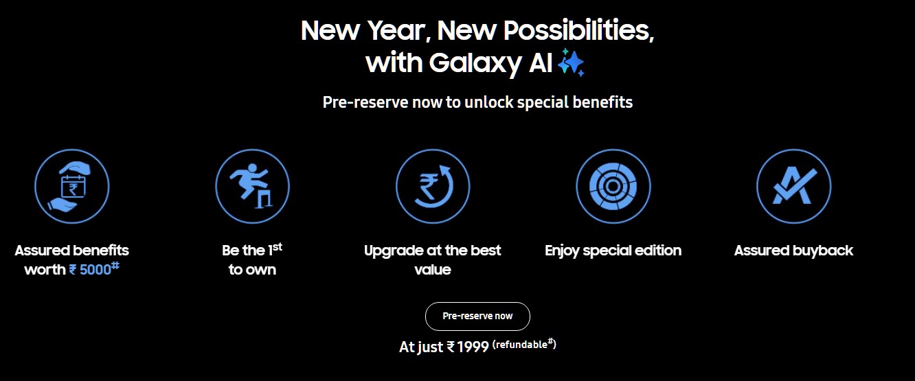 Samsung opens pre-reserve offers for the new Galaxy S series phone ahead of launch in India.