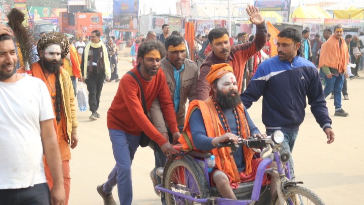 Devotees at the MahaKumbh 2025 at Prayagraj, Uttar Pradesh.