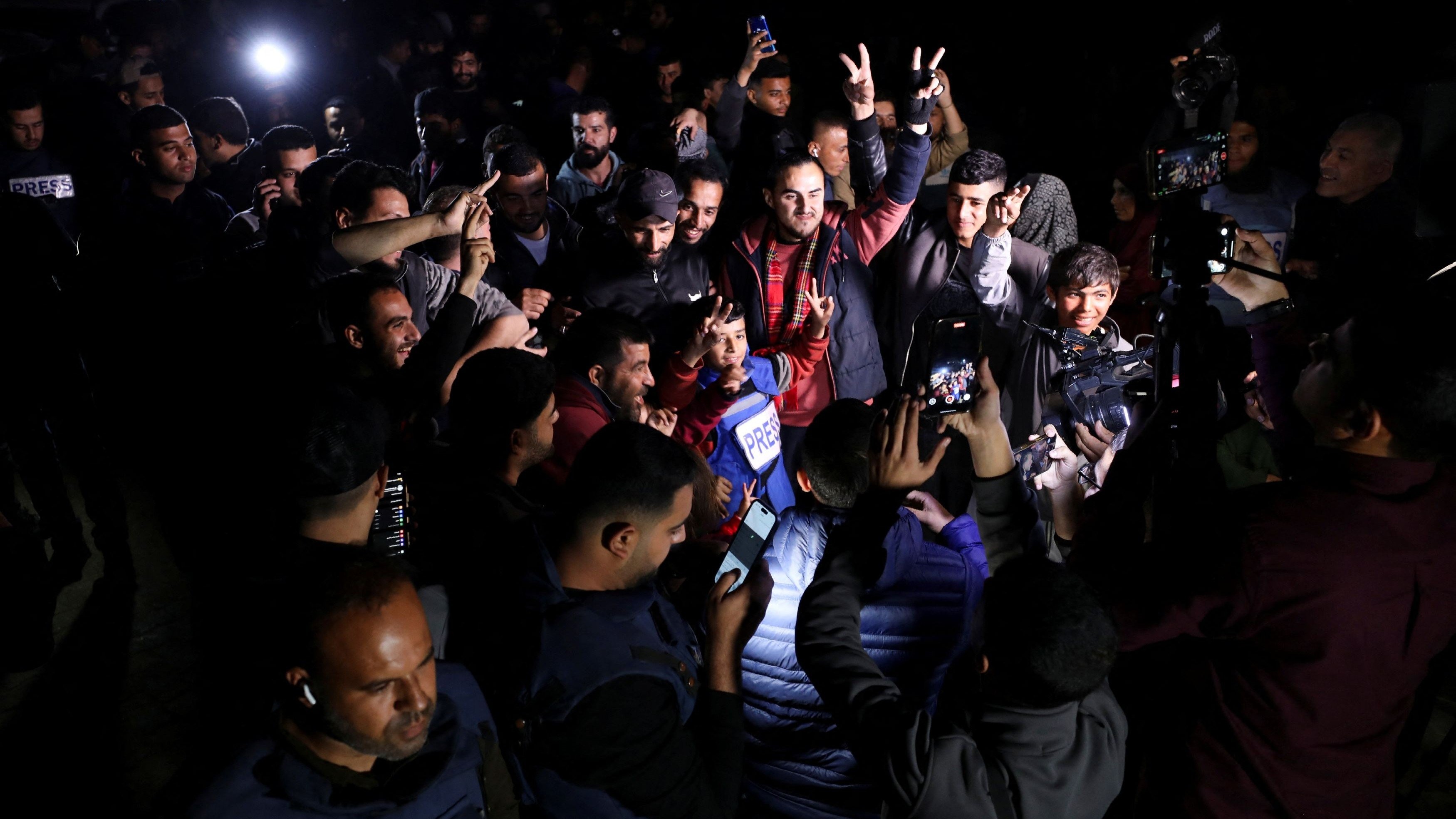 Following the announcement of a ceasefire and hostage release agreement between Israel and Hamas on Wednesday, Palestinians in Gaza erupted in celebration.
