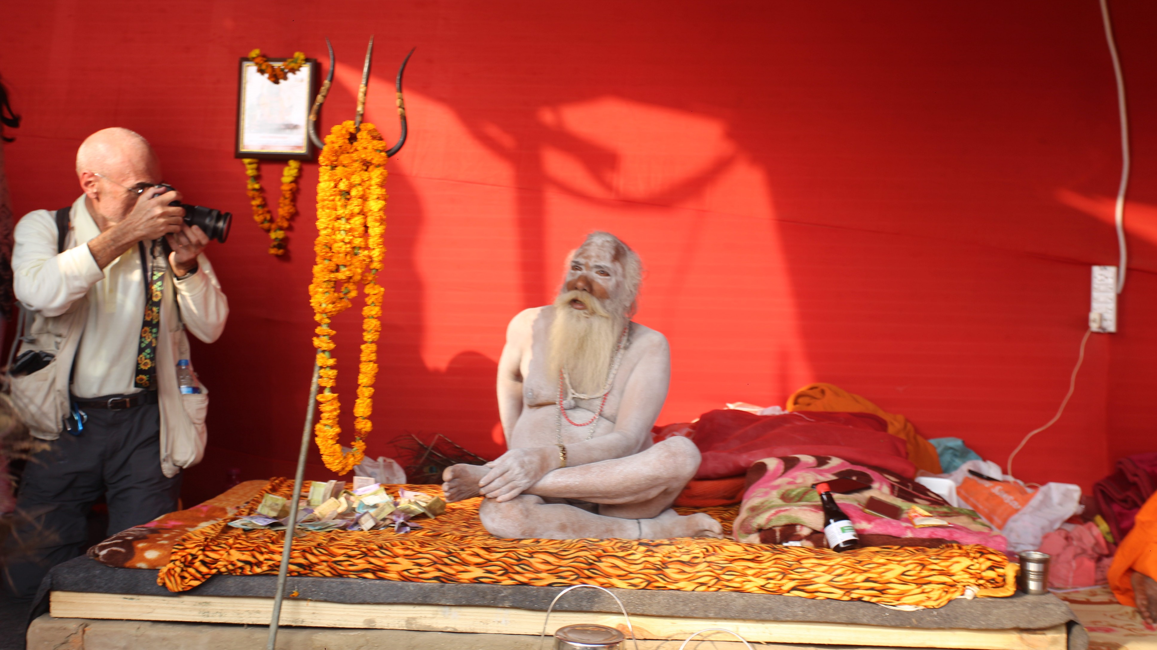 Naga Sadhu Eashwar Giri Maharaj at the Shri Shambhu Panchayati Atal Akhara, MahaKumbh 2025, at Prayagraj, Uttar Pradesh.