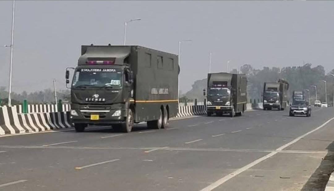 Captive elephants being transported from Arunachal Pradesh to Jamnagar in Gujarat.