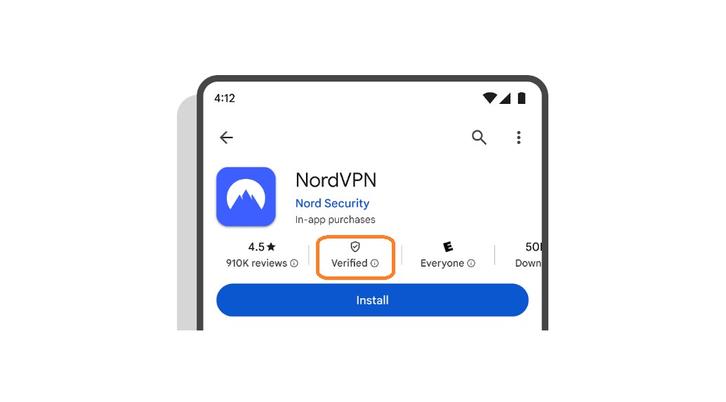 Nord VPN app with Verified badge.