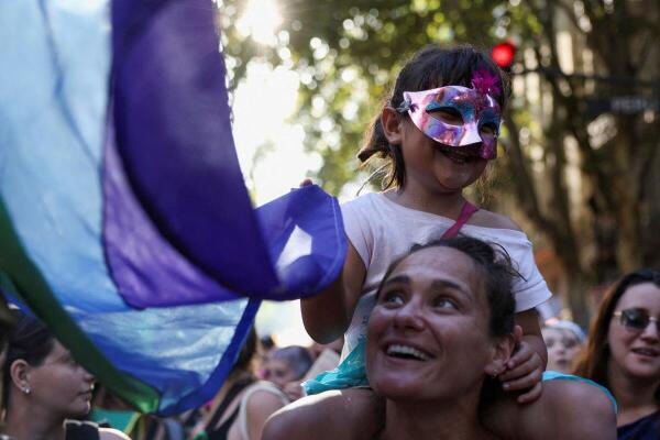Protest against Argentina's President Milei's statement at the World Economic Forum, in Buenos Aires.