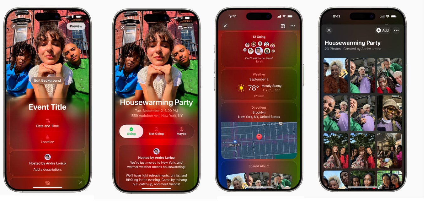 Steps on how to create e-invite on Apple Invites app.