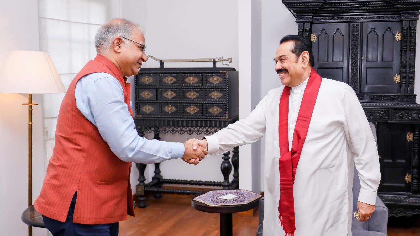 Indian High Commissioner Santosh Jha meets Sri Lanka's ex-president Rajapaksa