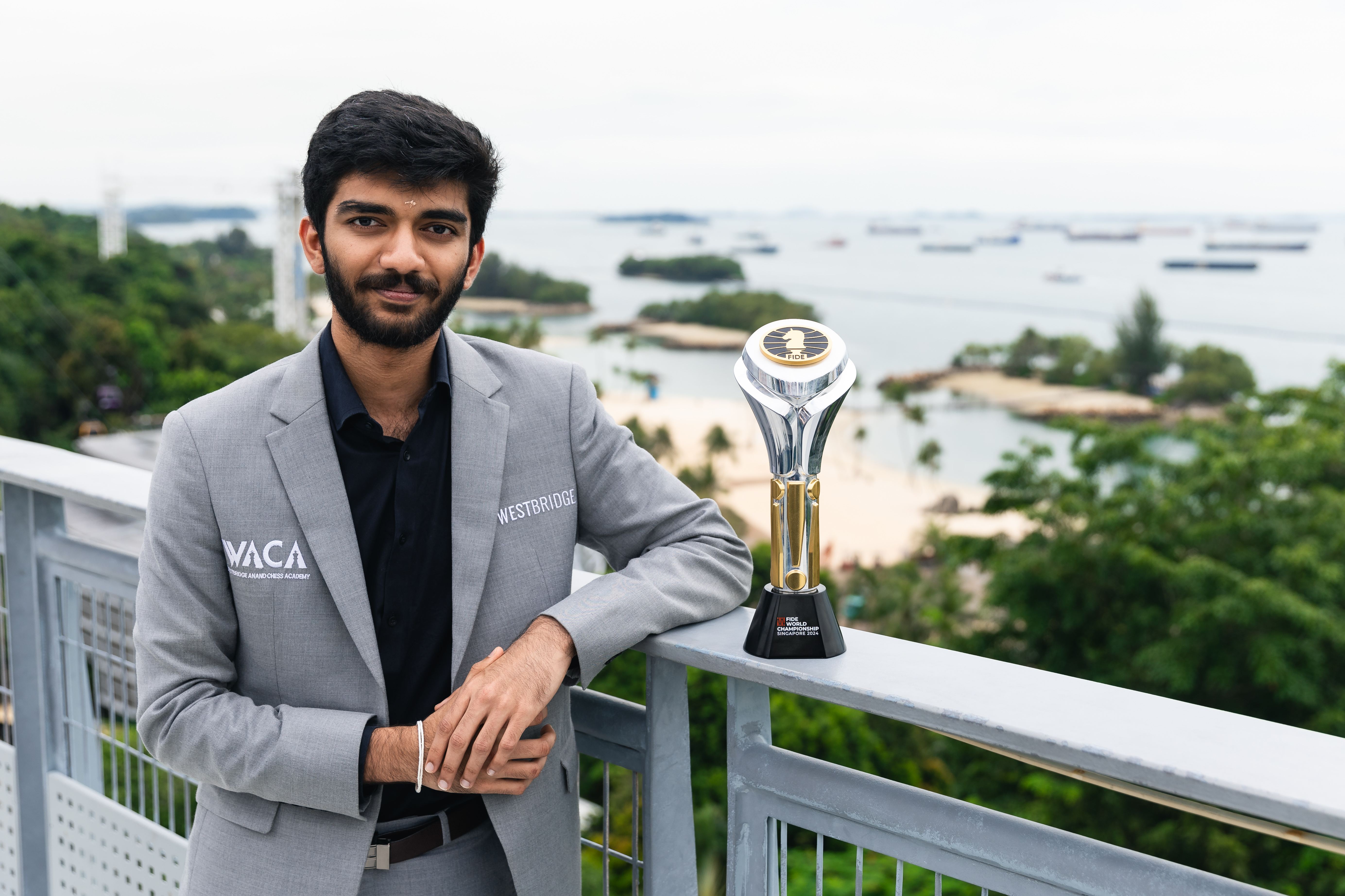 D Gukesh with the FIDE World Chess Championship. 