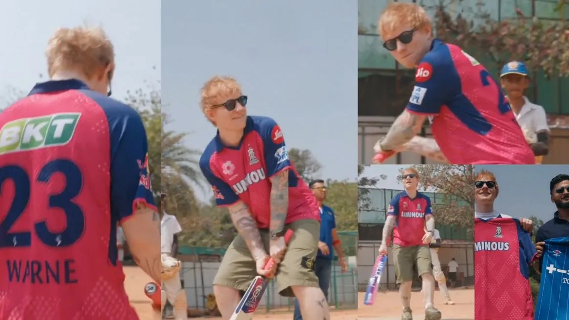 Ed Sheeran joins Rajasthan Royals players for a friendly cricket match