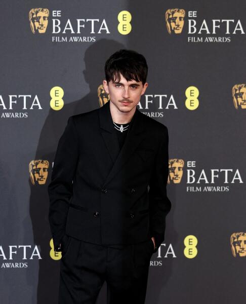 Timothee Chalamet attends the 2025 British Academy of Film and Television Awards (BAFTA) at the Royal Festival Hall in the Southbank Centre, London, Britain, February 16, 2025.