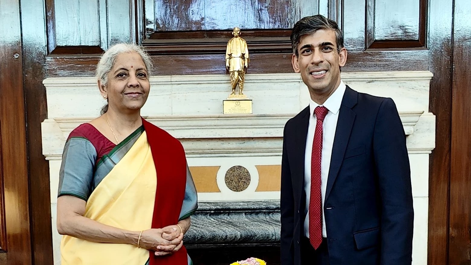 Former UK premier Rishi Sunak meets Finance Minister Nirmala Sitharaman