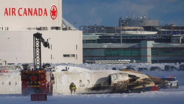 Delta Airlines plane flips on landing at Canada's Toronto Pearson airport, injuring 17