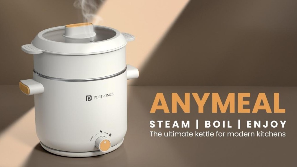 Portronics AnyMeal Multicook Electric Kettle with Steamer.