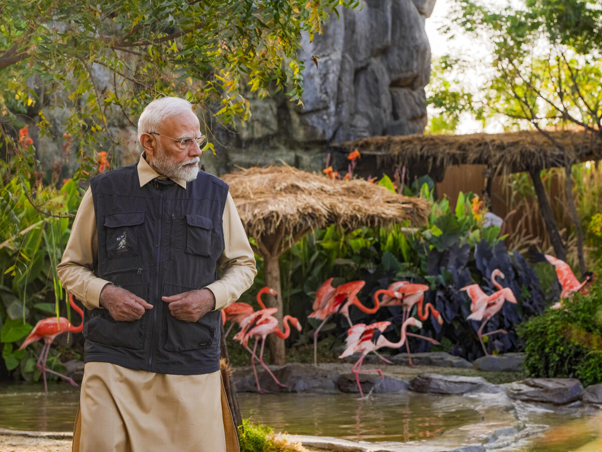 Prime Minister Narendra Modi  during the inauguration of 'Vantara', in Jamnagar, Gujarat.
