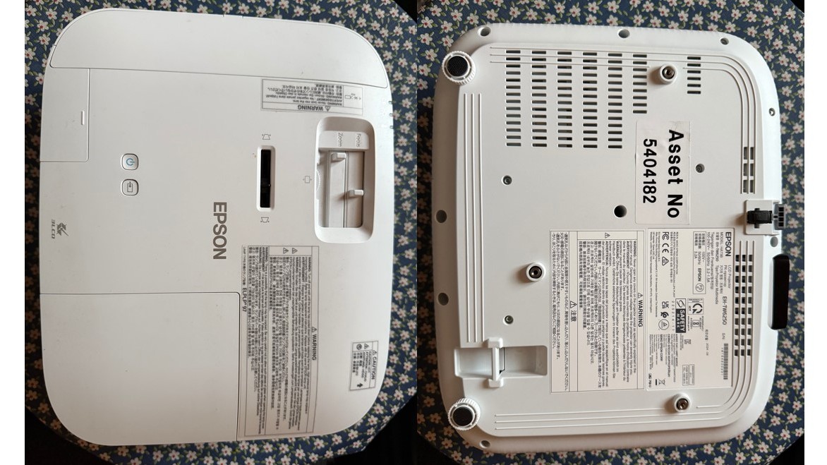 Epson EH-TW6250 projector (top and bottom view).